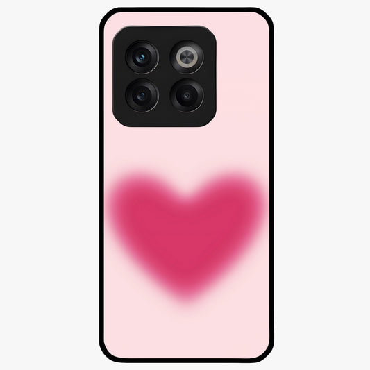 Pink Aura Heart Glass Case for 1+10T soft front view featuring glowing heart artwork in pastel pink tones