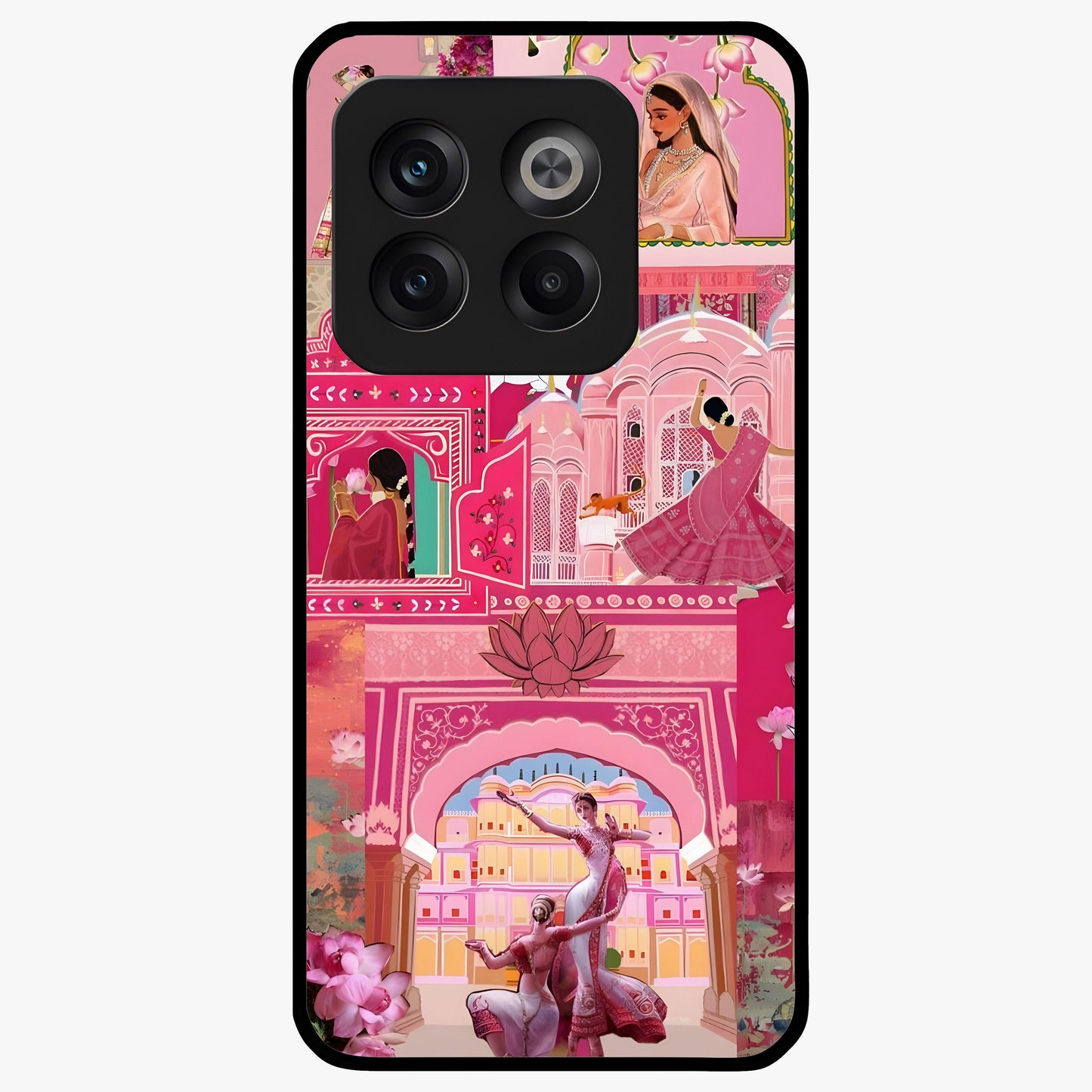 Pink Palace Muse Glass Case for 1+10T elegant front view featuring palace inspired artwork in soft pink hues