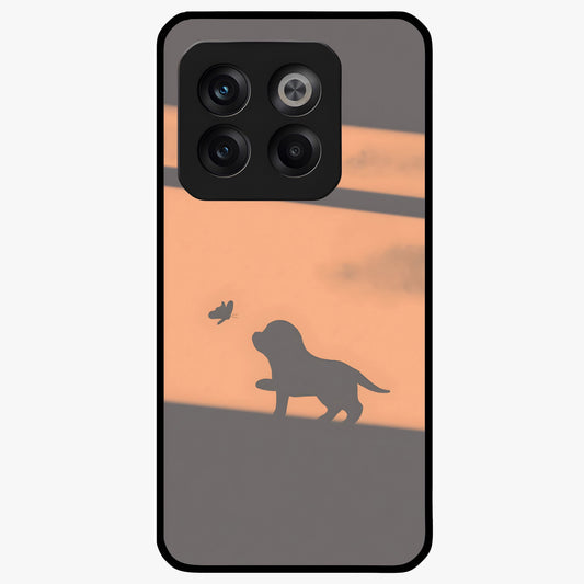 Puppy Shadow Art Glass Case for 1+10T charming front view featuring artistic puppy silhouette artwork