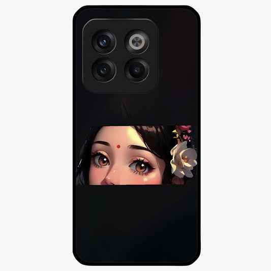 Radha Divine Embrace Glass Case for 1+10T devotional front view featuring graceful Radha inspired artwork