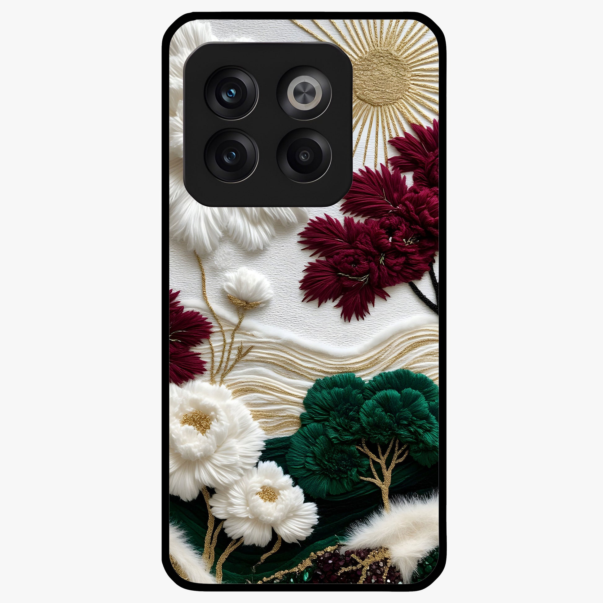 Radiant Bloom Elegance Glass Case for 1+10T elegant front view featuring luminous floral artwork