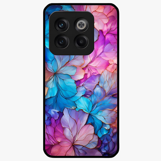 Radiant Floral Whirl Glass Case for 1+10T artistic front view featuring swirling floral artwork