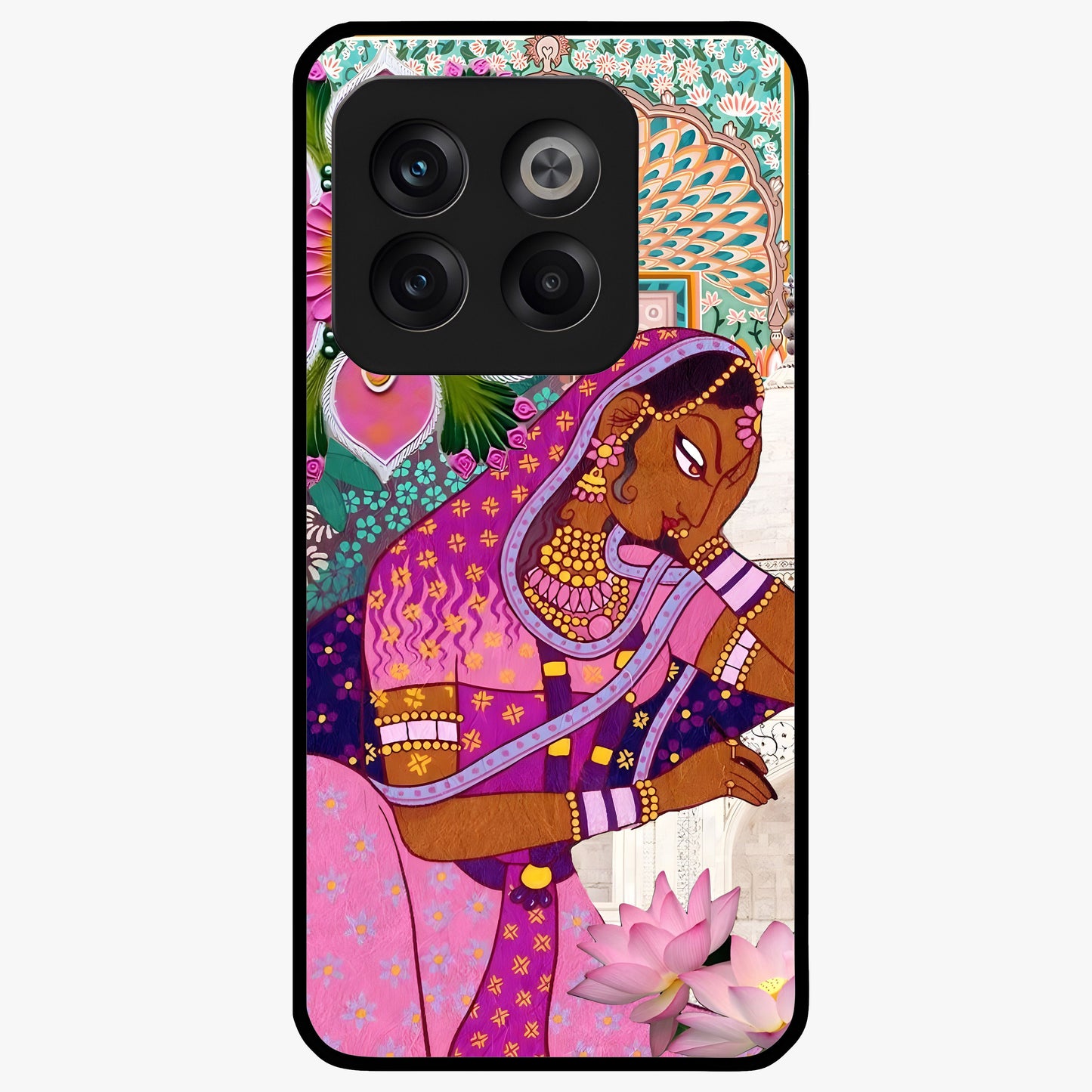 Royal Lotus Muse Glass Case for 1+10T graceful front view featuring lotus artwork with regal detailing
