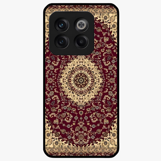 Royal Maroon Heritage Glass Case for 1+10T bold front view featuring intricate heritage pattern artwork in maroon tones
