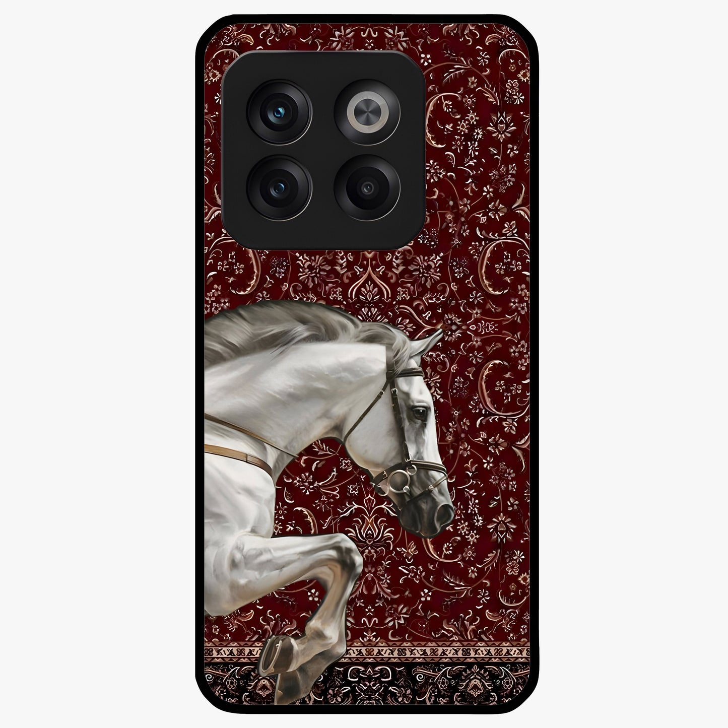 Royal Rider Tapestry Glass Case for 1+10T majestic front view featuring rider artwork in tapestry style