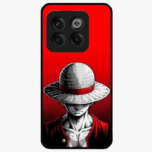 Scarlet Pirate Resolve Glass Case for 1+10T bold front view featuring pirate themed artwork in red hues