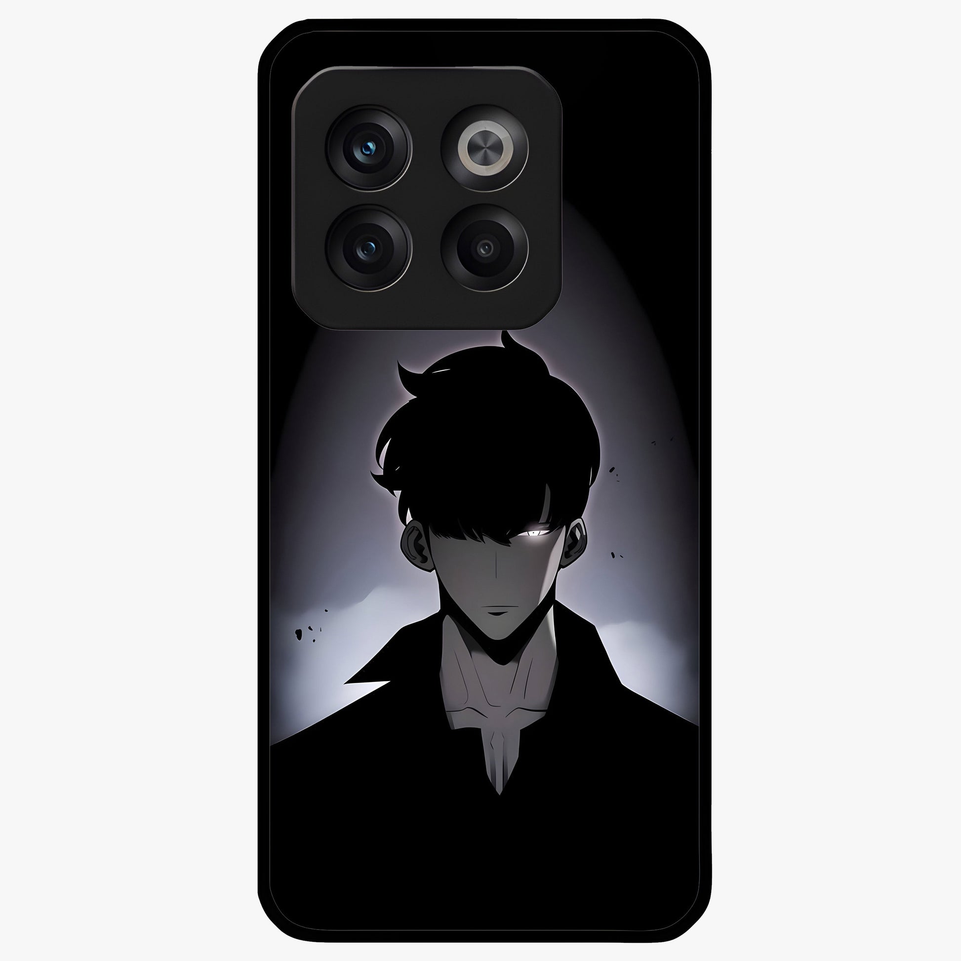 Silent Shadow Awakening Glass Case for 1+10T intense front view featuring dark warrior inspired artwork