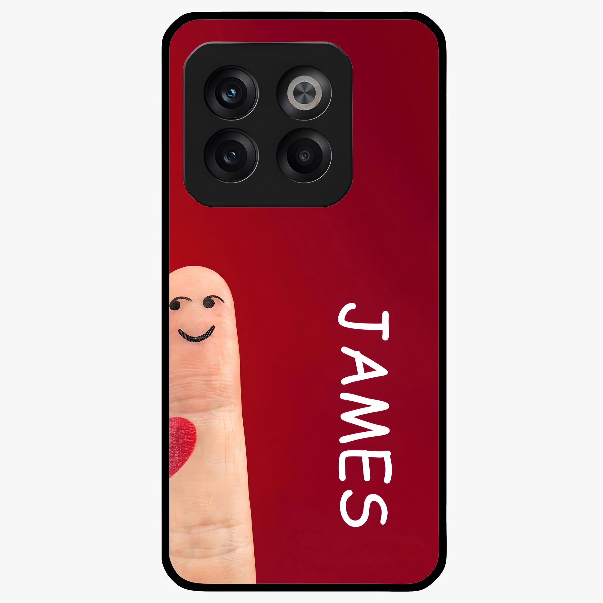 Smiling Heart Bond Glass Case for 1+10T cute front view featuring playful heart themed artwork