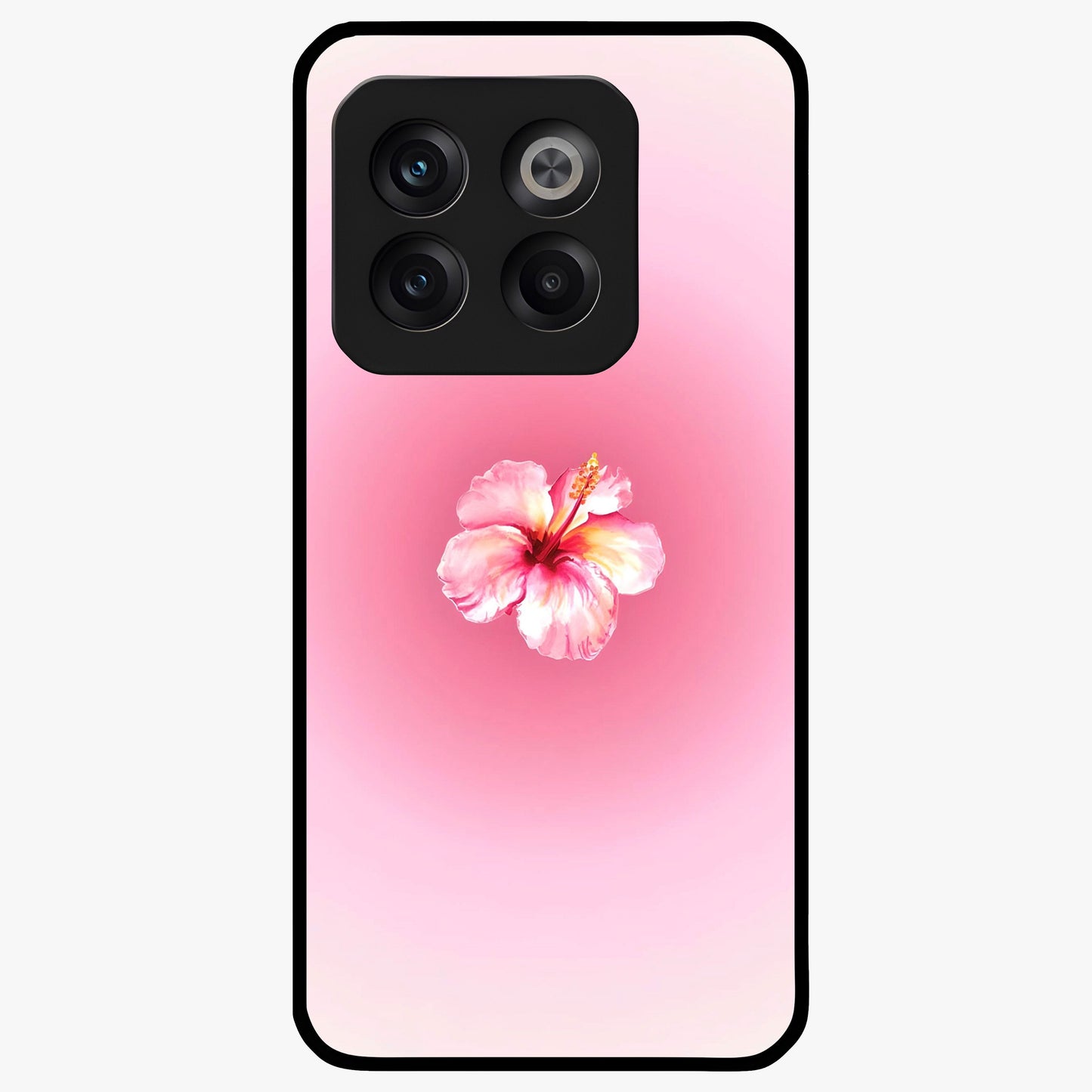 Soft Petal Serenity Glass Case for 1+10T elegant front view featuring gentle floral artwork in muted tones