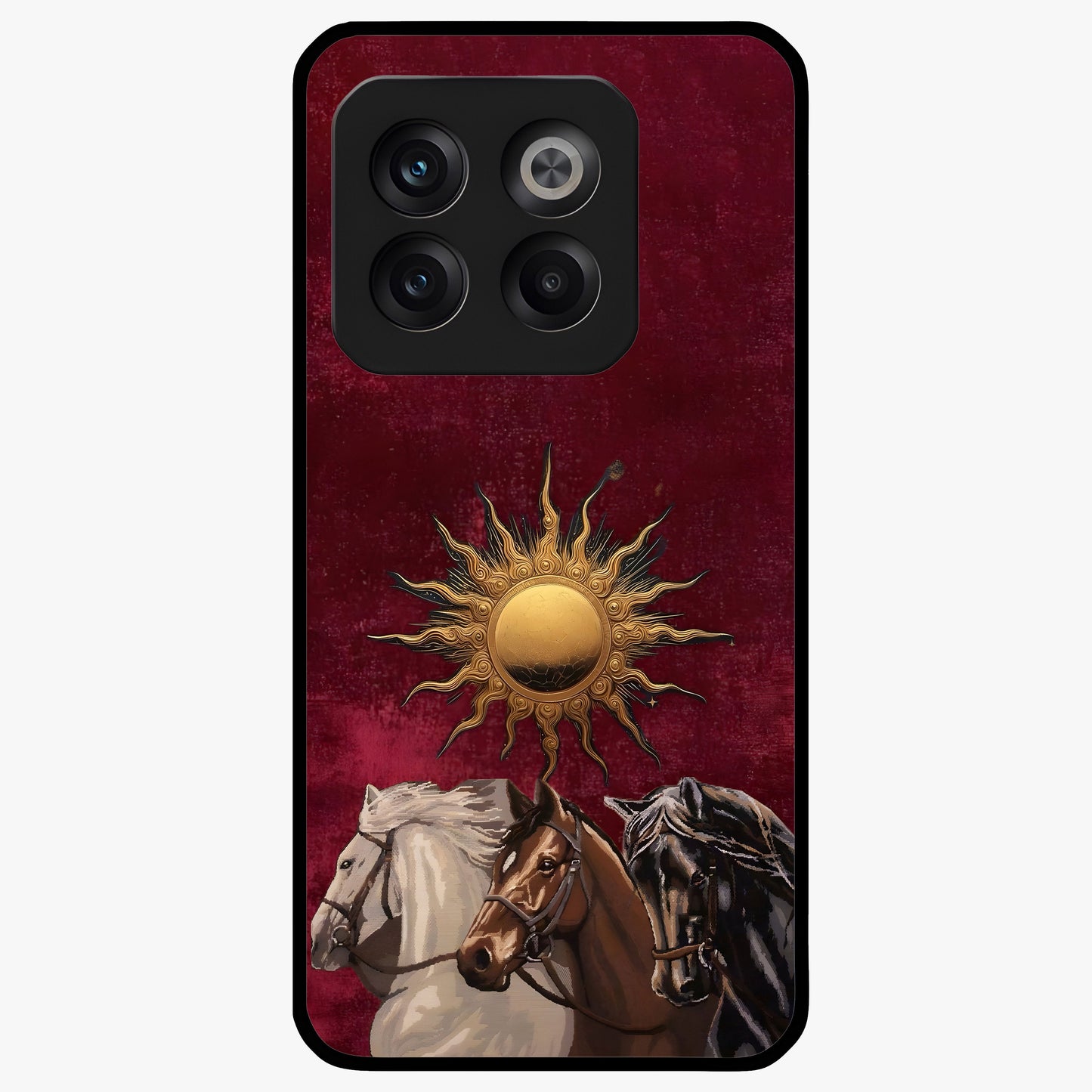 Solar Riders Glass Case for 1+10T dynamic front view featuring bold rider inspired artwork with solar tones