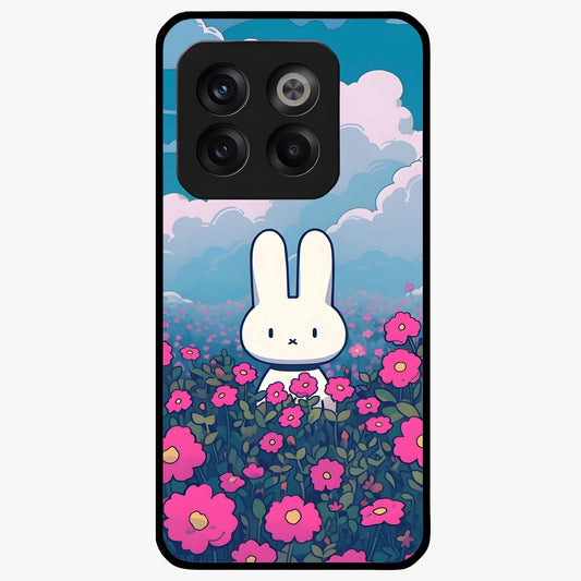 Springtime Blossom Bunny Glass Case for 1+10T adorable front view featuring bunny artwork with spring floral accents