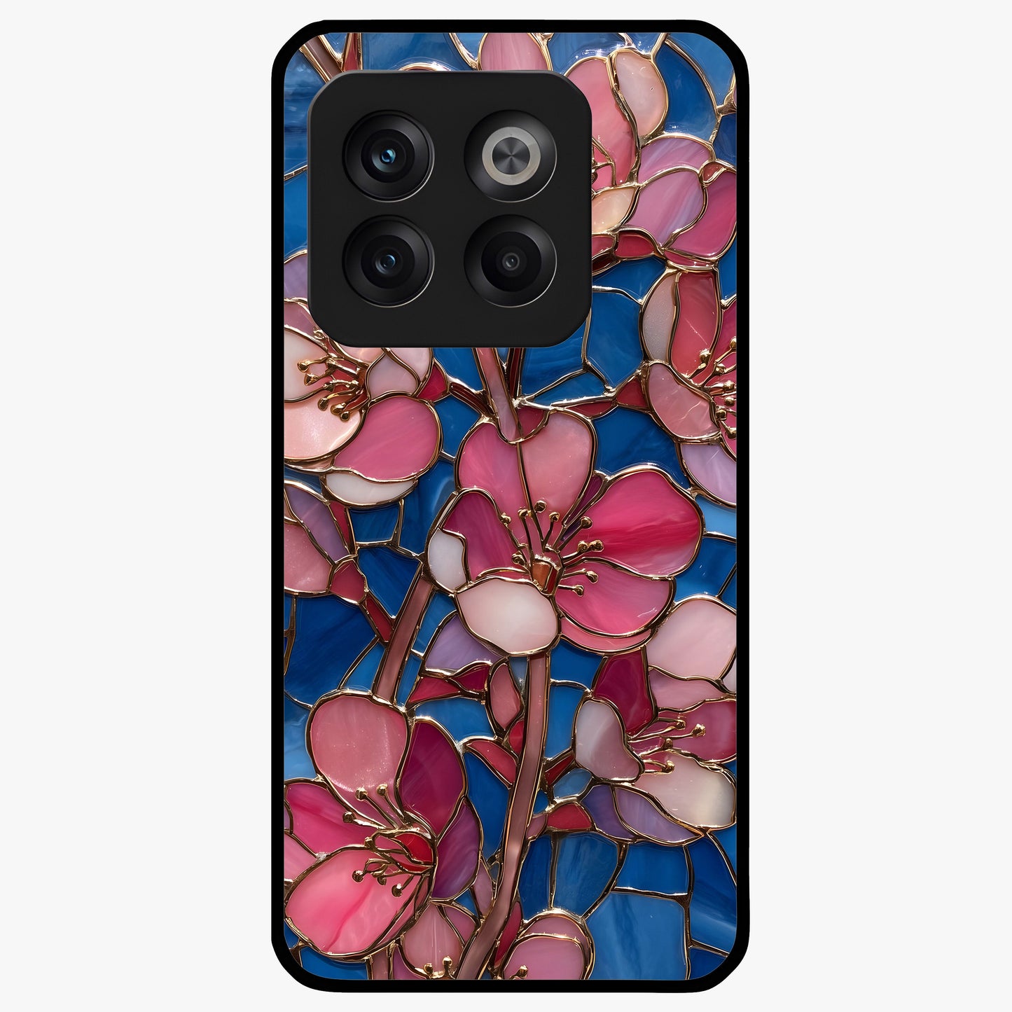 Stained Bloom Grace Glass Case for 1+10T elegant front view featuring stained glass inspired floral artwork