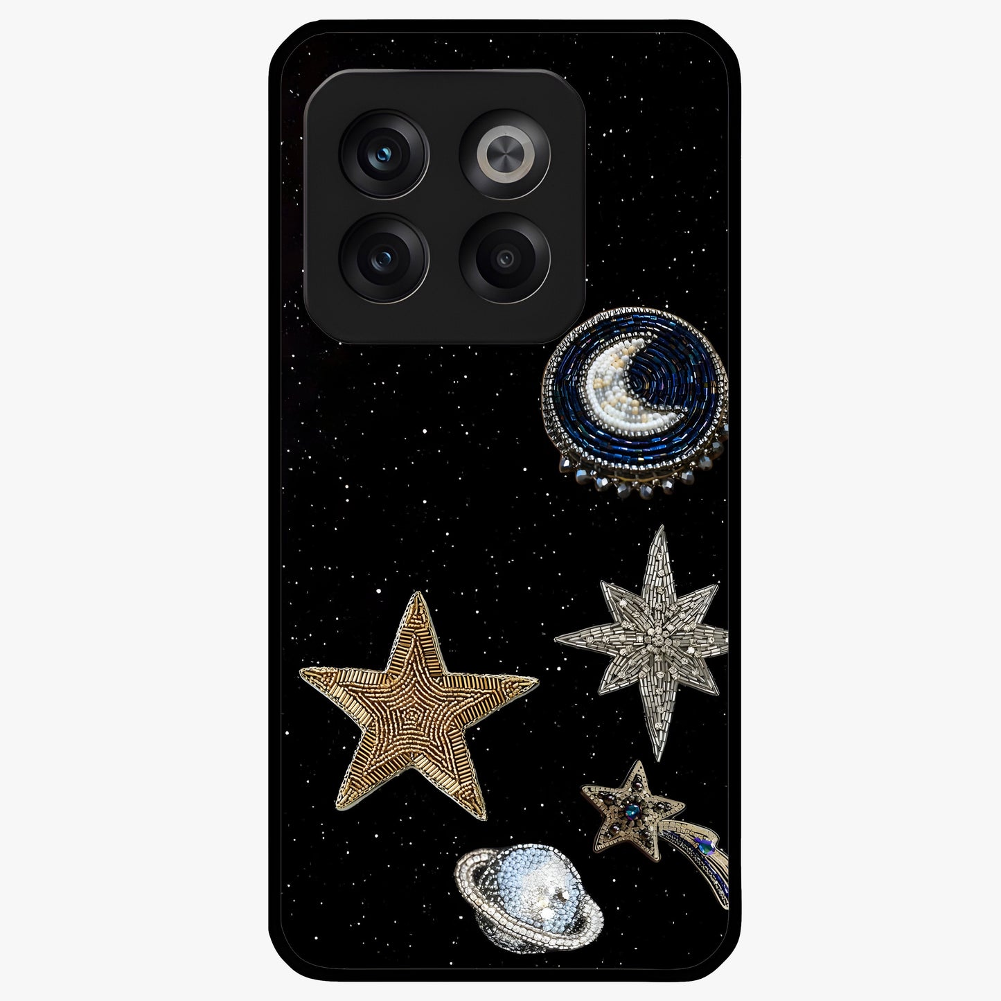 Starlit Cosmic Dreams Glass Case for 1+10T vibrant front view featuring galaxy inspired artistic artwork