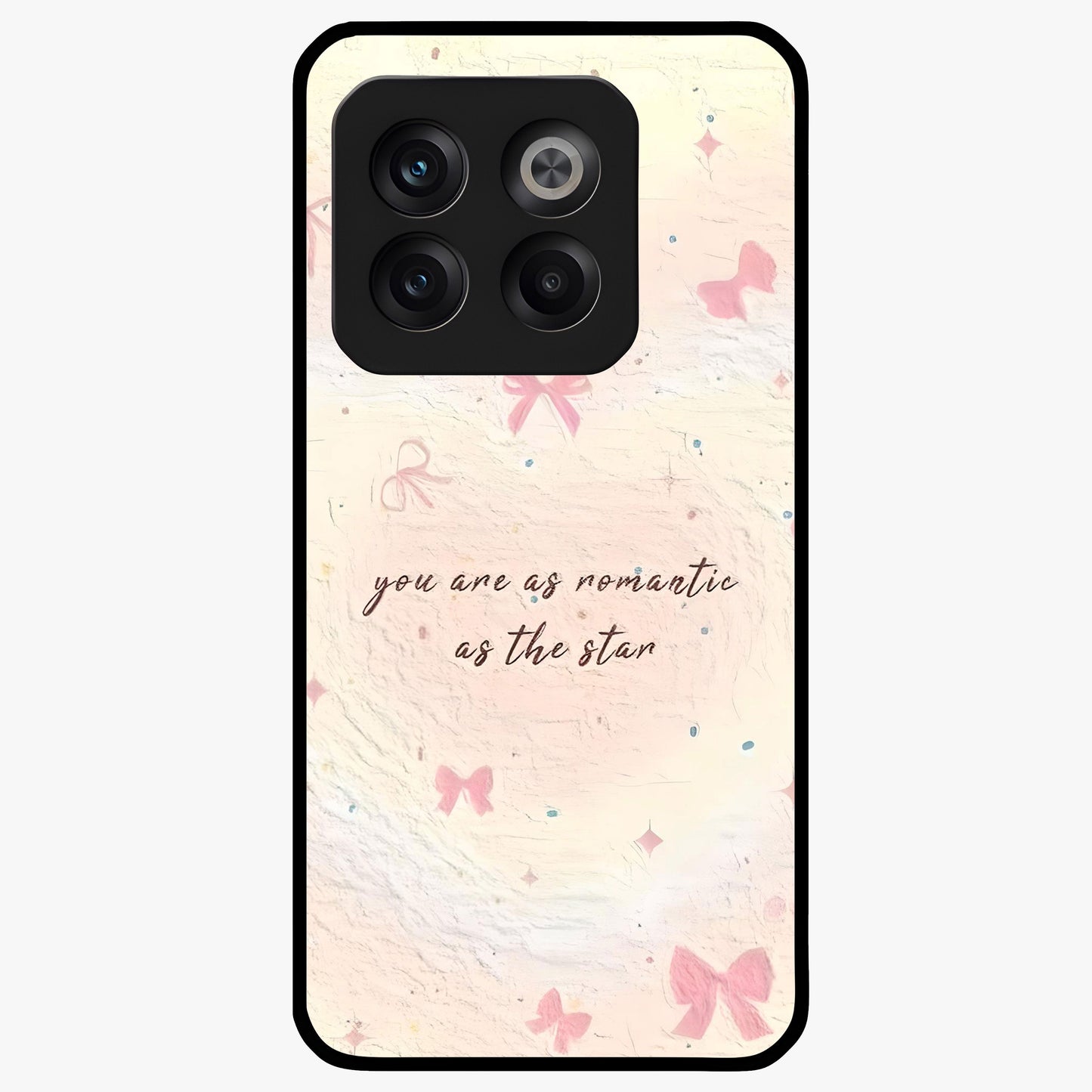 Starry Bow Romance Glass Case for 1+10T charming front view featuring romantic bow artwork with star accents