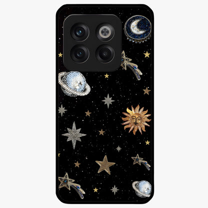 Stars and Planets Brooches Glass Case for 1+10T elegant front view featuring celestial jewelry inspired artwork