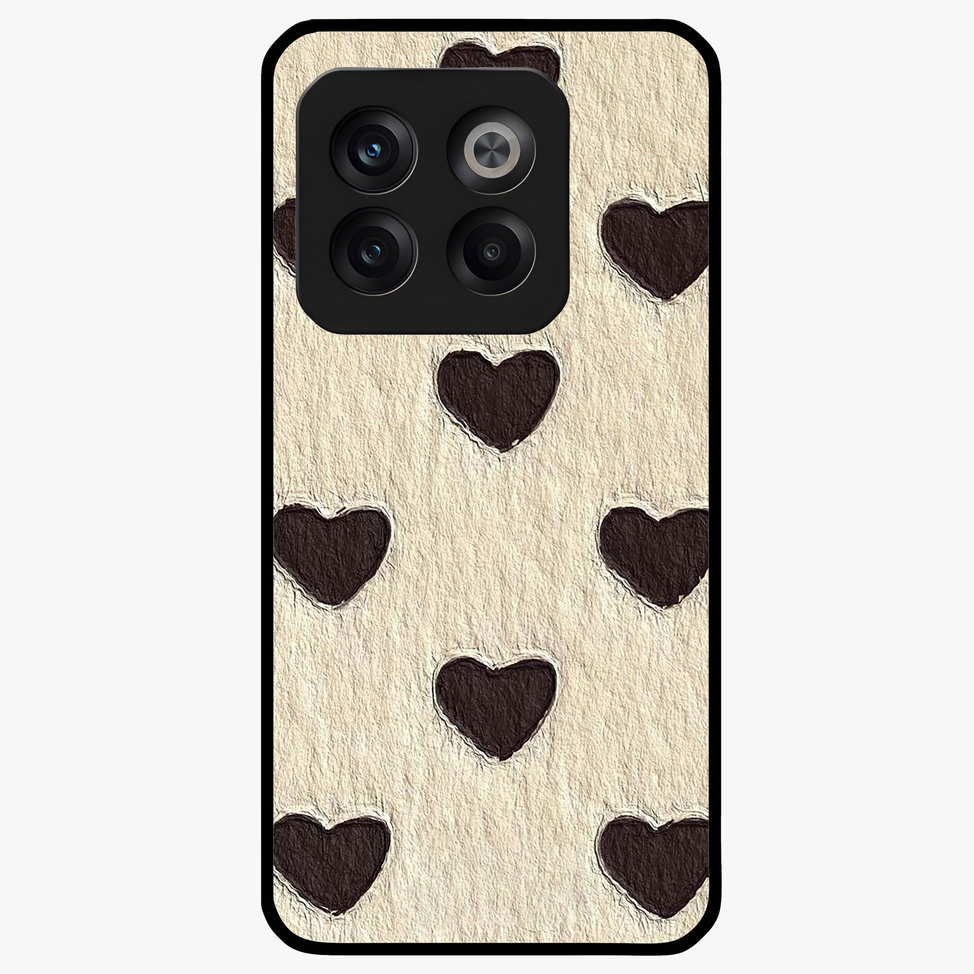 Textured Love Pattern Glass Case for 1+10T romantic front view featuring heart themed textured artwork