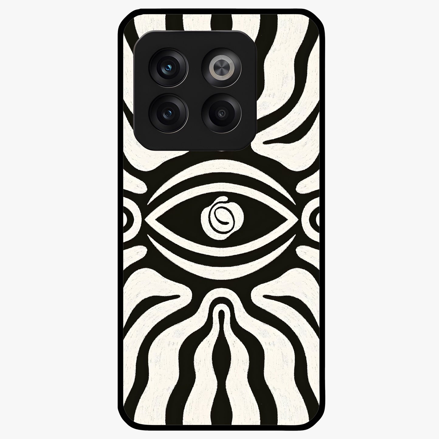 Trancewave Illusion Art Glass Case for 1+10T vibrant front view featuring abstract illusion inspired artwork
