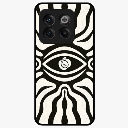 Trancewave Illusion Art Glass Case for 1+10T vibrant front view featuring abstract illusion inspired artwork