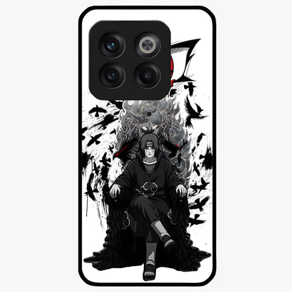 Uchiha Shadow Throne Glass Case for 1+10T intense front view featuring dark anime inspired throne artwork