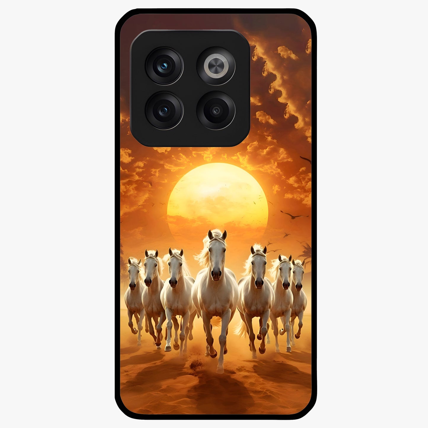 Wild Sunset Majesty Glass Case for 1+10T dramatic front view featuring bold sunset landscape artwork