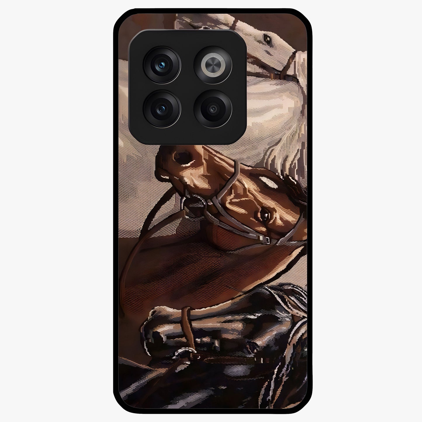 Wild Trio Gallop Glass Case for 1+10T powerful front view featuring three horses in motion with dynamic artwork