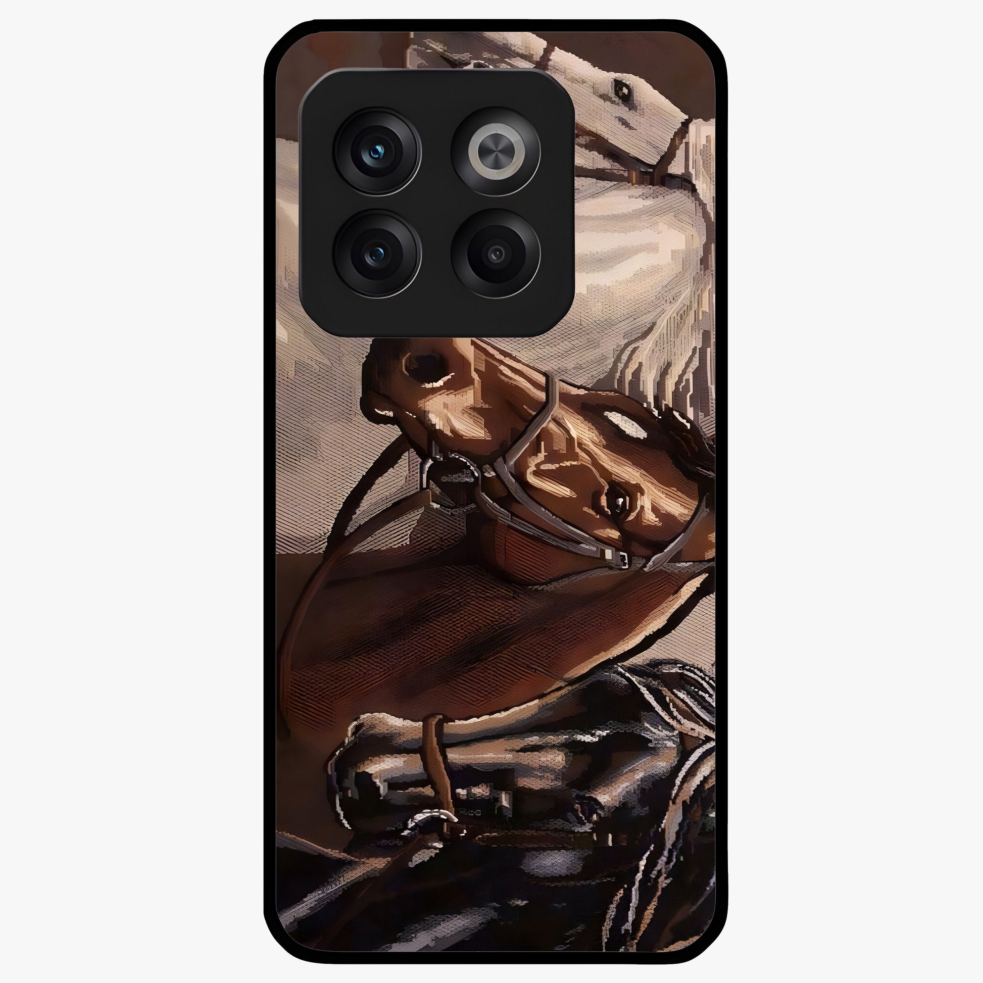 Wild Trio Gallop Glass Case for 1+10T powerful front view featuring three horses in motion with dynamic artwork