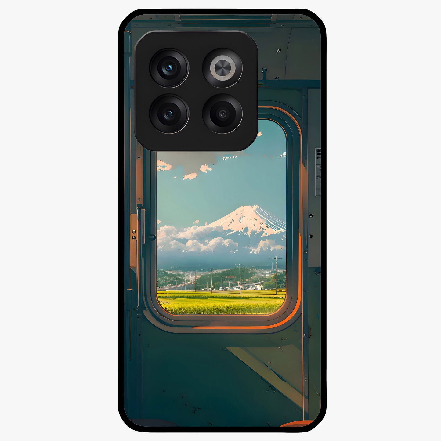 Window to Fuji Glass Case for 1+10T scenic front view featuring Mount Fuji artwork framed through a window design