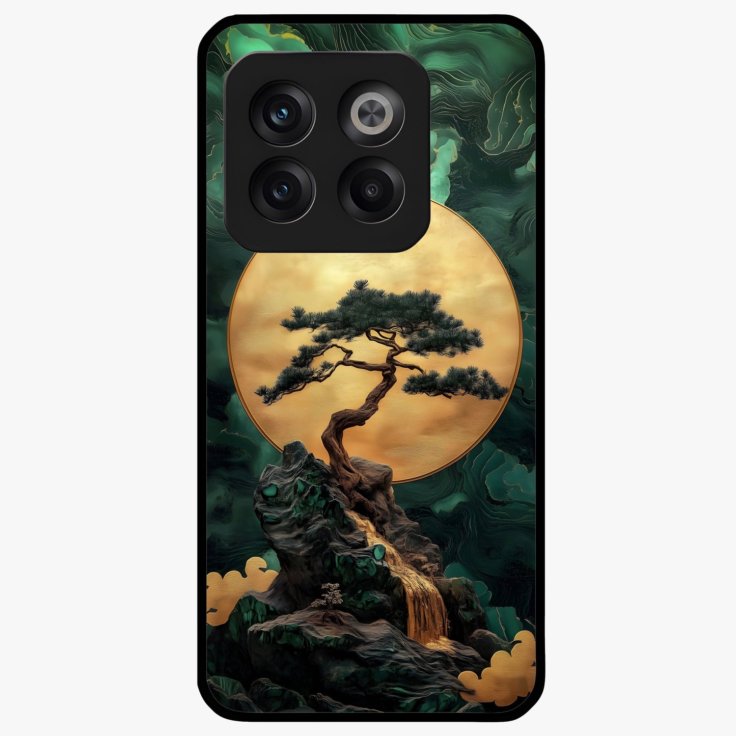 Zen Moon Rise Glass Case for 1+10T tranquil front view featuring rising moon artwork in minimalist style