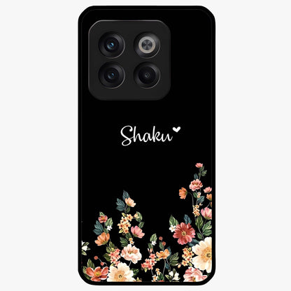 Floral Design With a Custom Personalized Name Glass Case for OnePlus 10T |1+10T