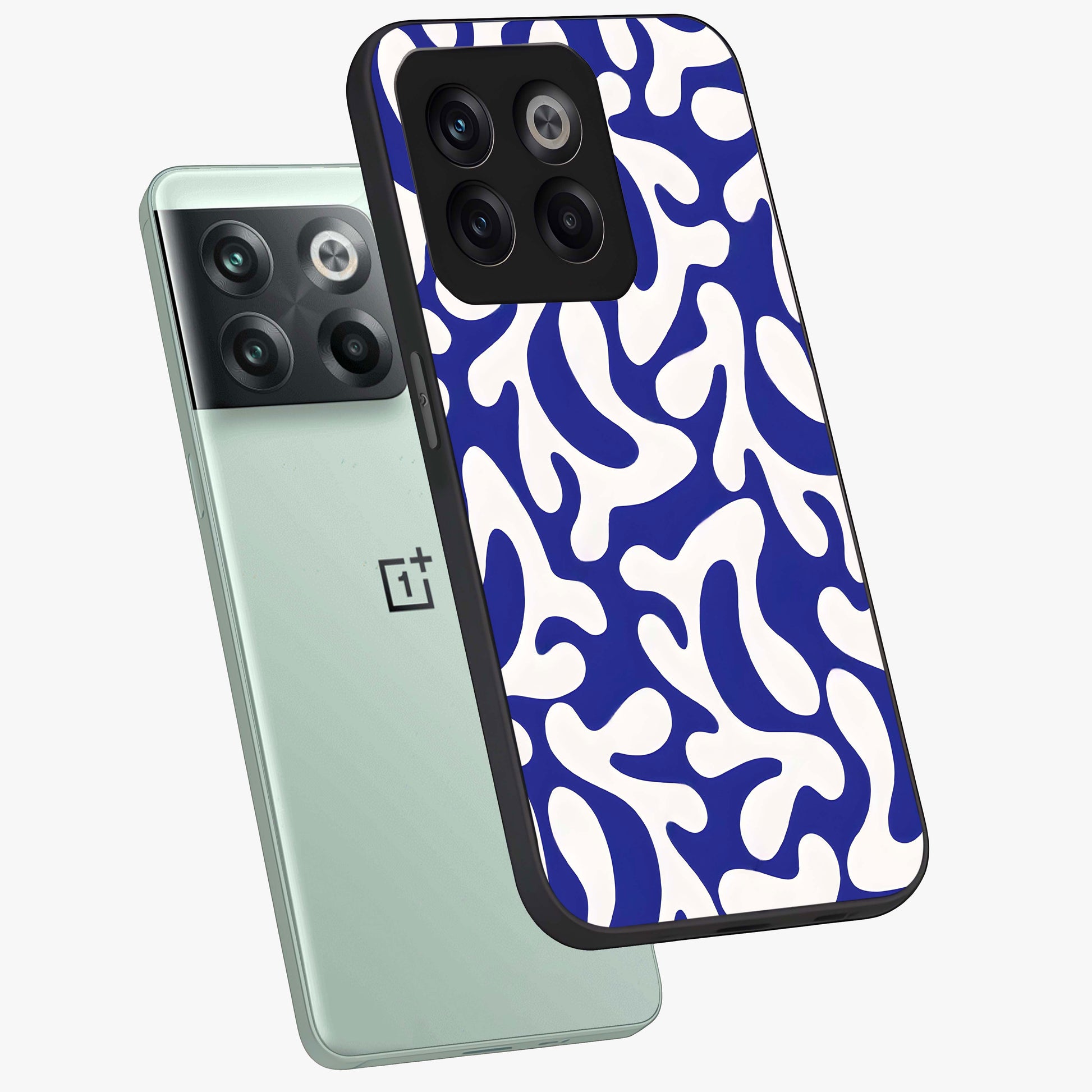 Abstract Coral Waves Glass Case for 1+10T angled display showcasing glossy finish and fluid abstract textures