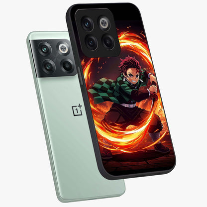 Blazing Sword Resolve Glass Case for 1+10T captured at a warm angle highlighting sharp fiery details, gloss, and edge clarity.