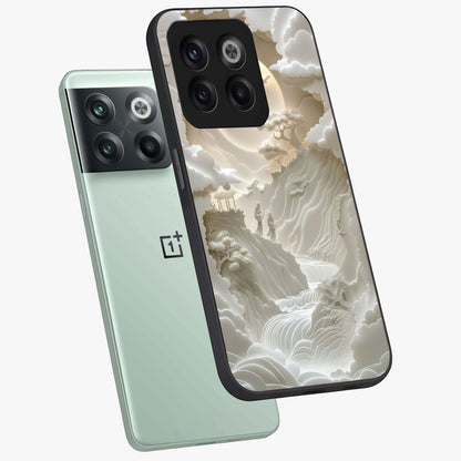 Celestial Origami Glass Case for 1+10T angled mockup showcasing glossy finish and geometric celestial design