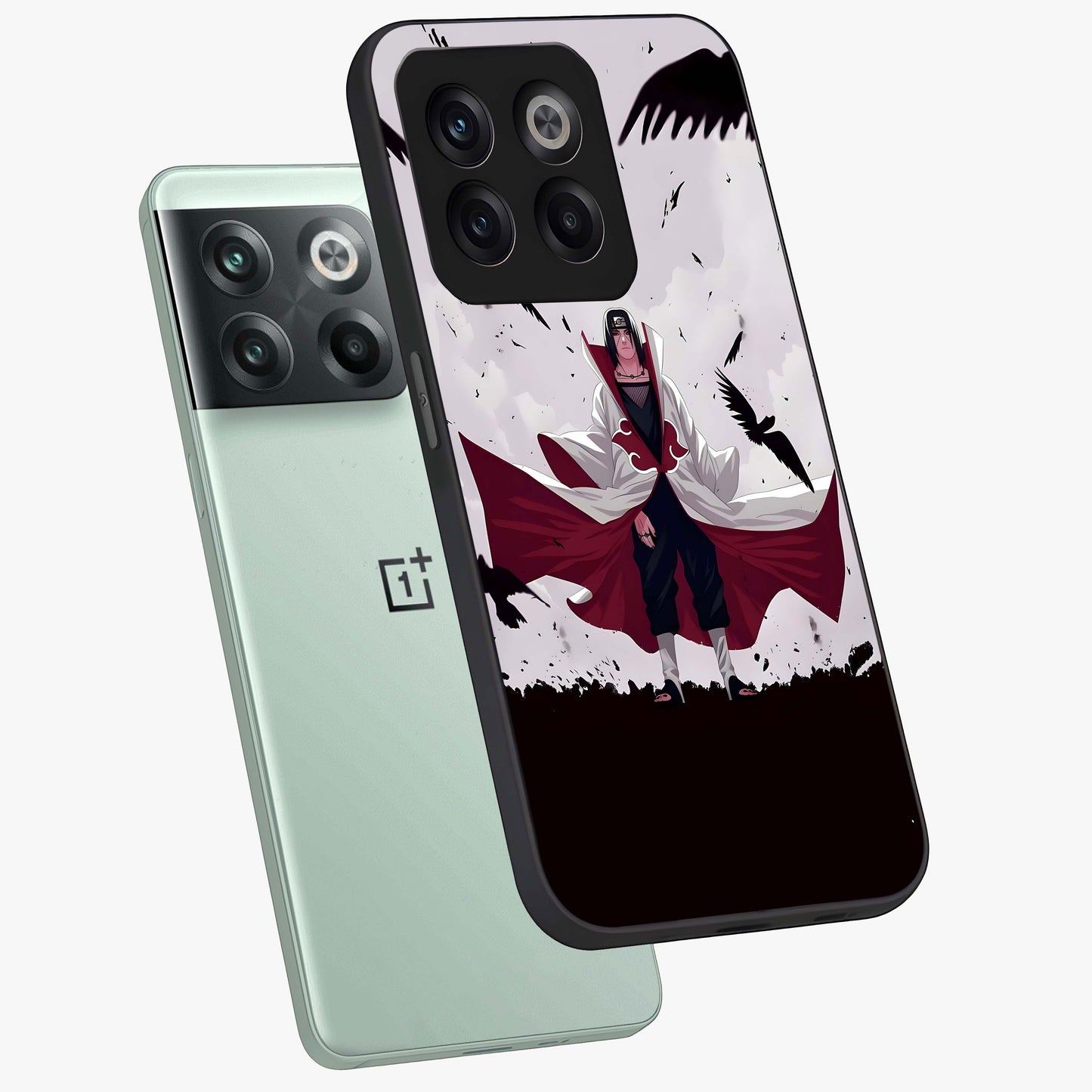 Crimson Crow Ascension Glass Case for 1+10T angled mockup showcasing glossy finish and dramatic gothic design