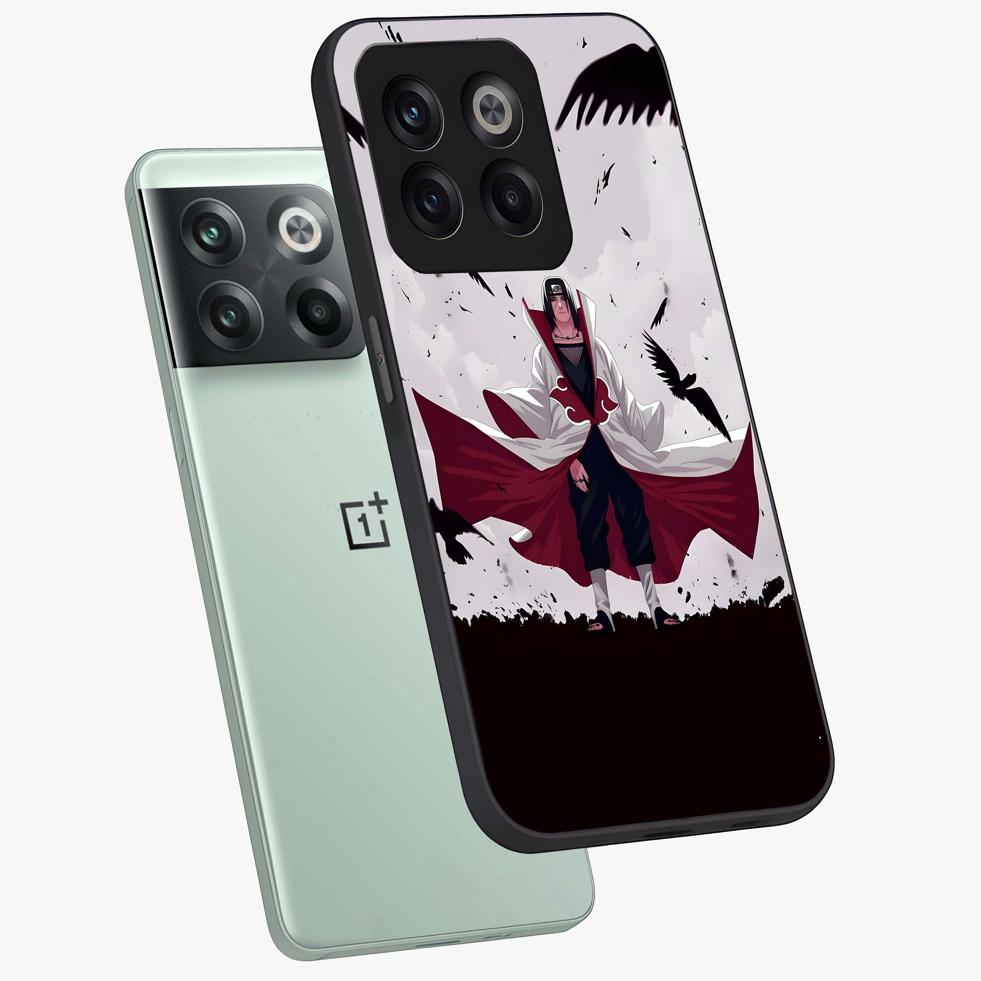 Crimson Crow Ascension Glass Case for 1+10T angled mockup showcasing glossy finish and dramatic gothic design