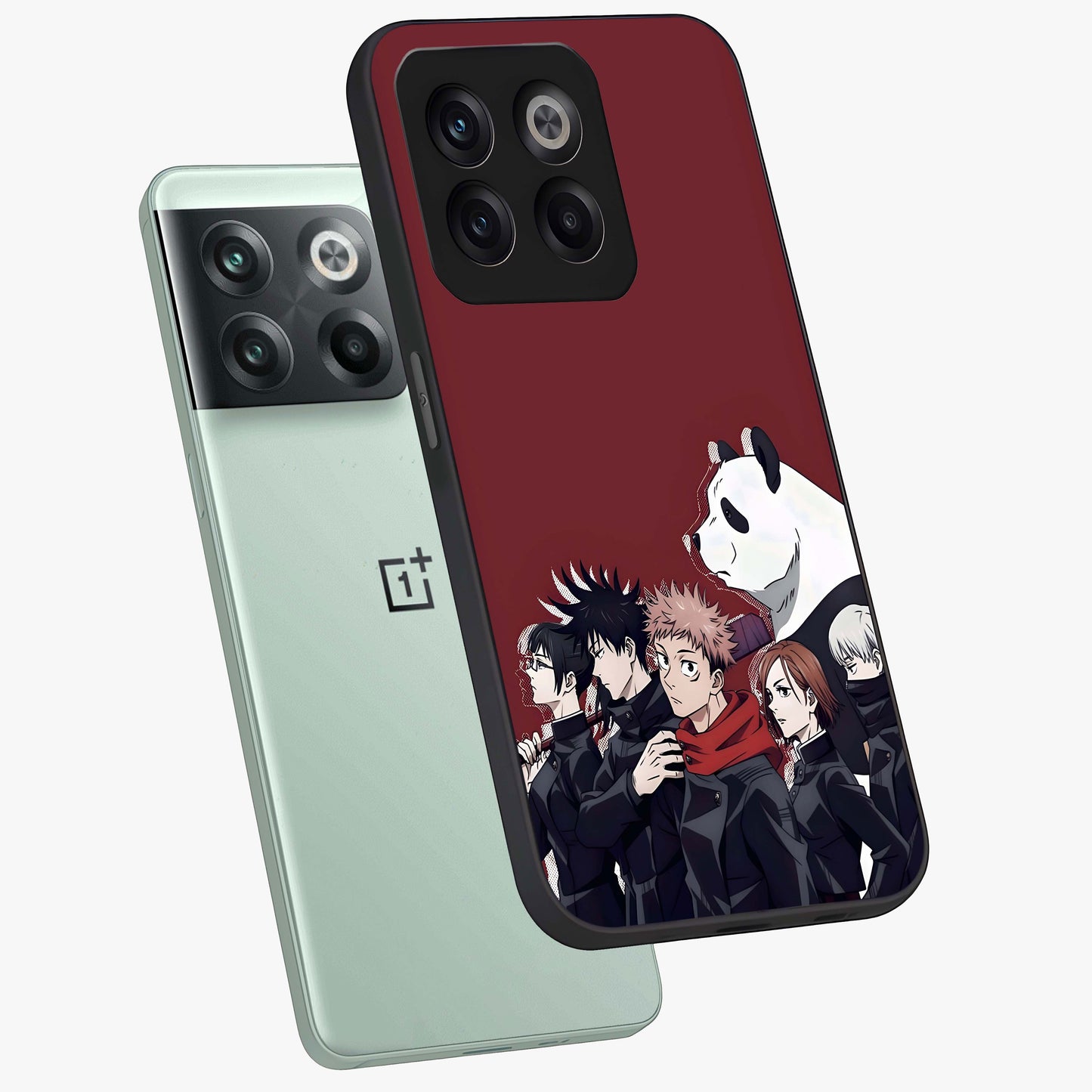 Crimson Crow Judgment Glass Case for 1+10T angled mockup showcasing glossy finish and intense dark aesthetic