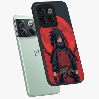 Crimson Moon Warlord Glass Case for 1+10T angled mockup showcasing glossy finish and intense dark red tones