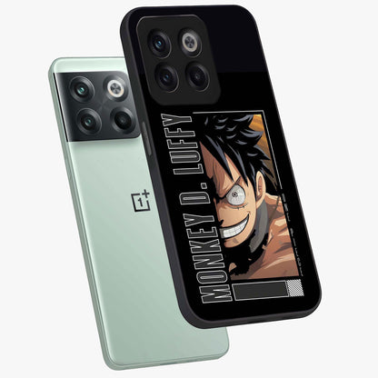 Fearless Pirate Smile Glass Case for 1+10T angled mockup showcasing glossy finish and dark adventurous tones