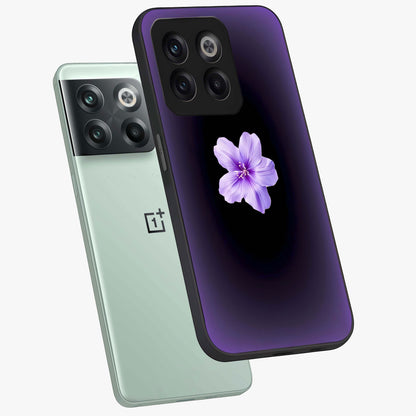 Flower on Soft Violet Gradient Glass Case for 1+10T angled mockup showcasing glossy finish and pastel purple tones