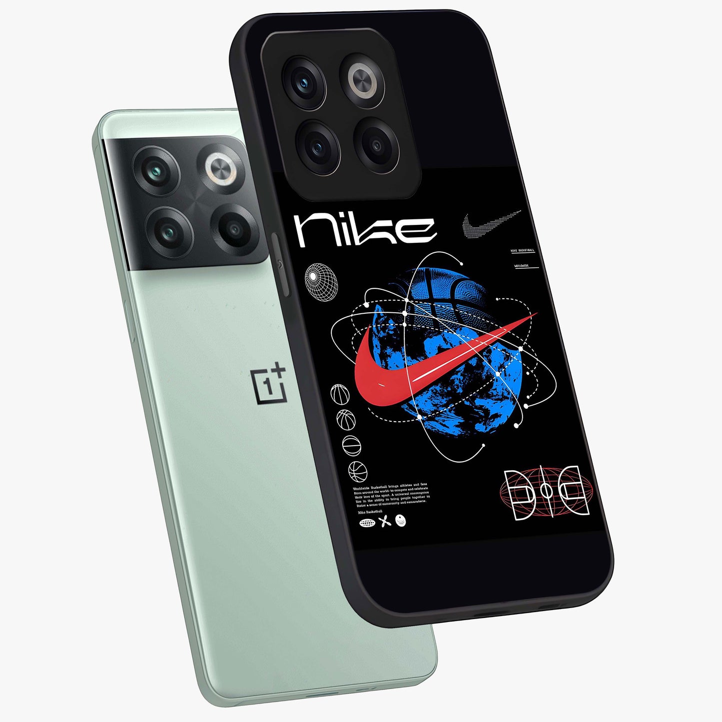 Gravity Sports Fusion Glass Case for 1+10T angled mockup showcasing glossy finish and high energy detailing