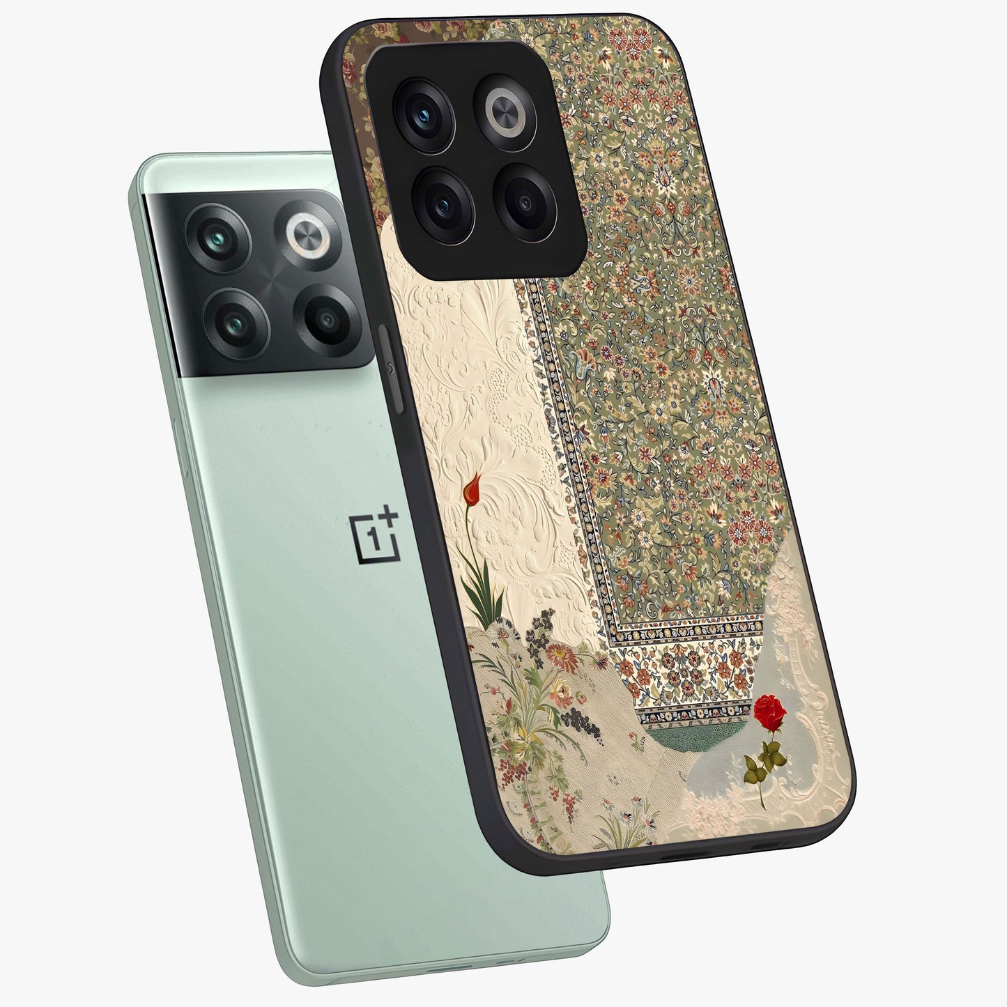 Heritage Textile Layers Glass Case for 1+10T captured at a warm angle highlighting rich fabric patterns, gloss, and edge clarity.