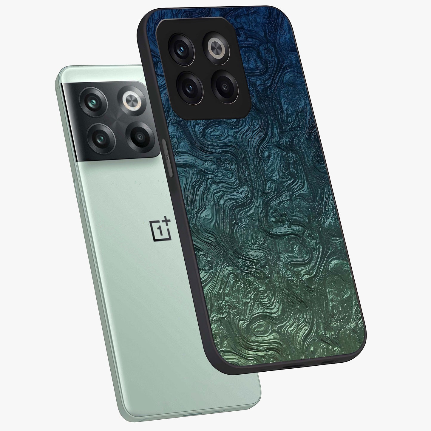 Marble Dream Blur Glass Case for 1+10T angled mockup showcasing glossy finish and smooth gradient tones
