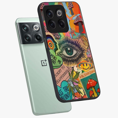 Mystic Eye Wonderland Glass Case for 1+10T angled mockup showcasing glossy finish and vibrant cosmic tones