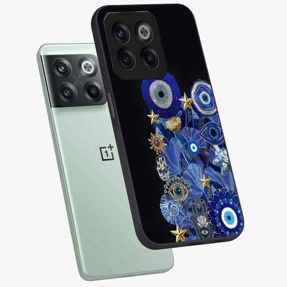 Mystic Ocean Eye Glass Case for 1+10T angled mockup showcasing glossy finish and fluid wave detailing