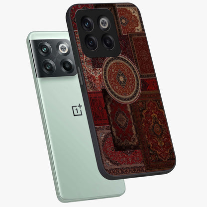 Persian Heritage Collage Glass Case for 1+10T angled mockup showcasing glossy finish and detailed ornamental patterns