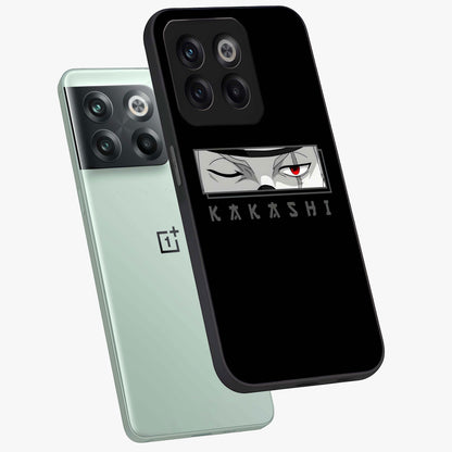 Scarlet Ninja Gaze Glass Case for 1+10T angled mockup showcasing glossy finish and sharp warrior detailing