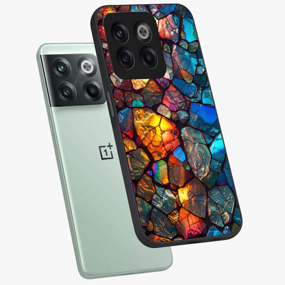 Shattered Light Glass Case for 1+10T angled mockup showcasing glossy finish and high contrast detailing