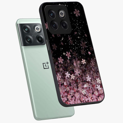 Small Starry Flowers Glass Case for 1+10T angled mockup showcasing glossy finish and soft pastel tones