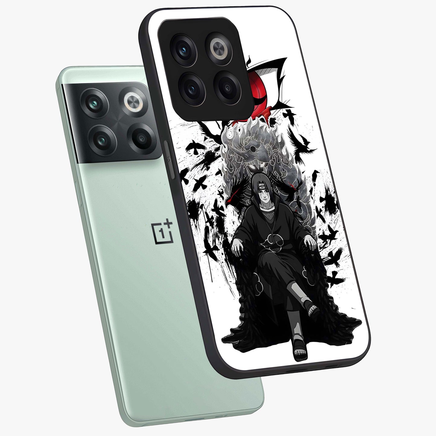 Uchiha Shadow Throne Glass Case for 1+10T angled mockup showcasing glossy finish and dramatic shadow detailing