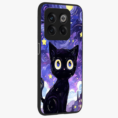 Abstract Cat Art Glass Case for 1+10T stylish side perspective highlighting bold abstract artwork details