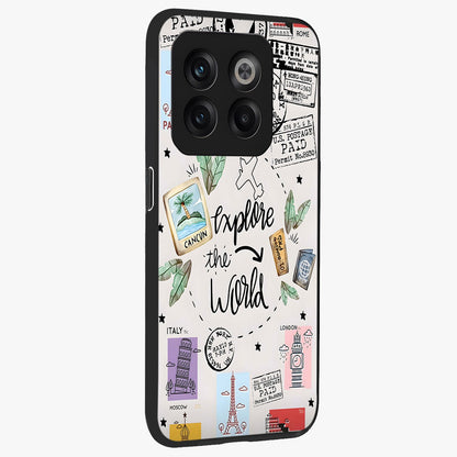 Adventure Awaits Art Glass Case for 1+10T side perspective highlighting motivational travel graphic details